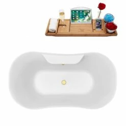 Streamline 60'' Soaking Clawfoot Tub, Included External Drain And FREE Natural Bamboo Wood Tray With Multiple Clawfoot And Drain Finishes -Allied Brass Shop str n100ch gld 4t s3