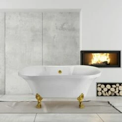 Streamline 60'' Soaking Clawfoot Tub, Included External Drain And FREE Natural Bamboo Wood Tray With Multiple Clawfoot And Drain Finishes -Allied Brass Shop str n100gld gld 2t s3