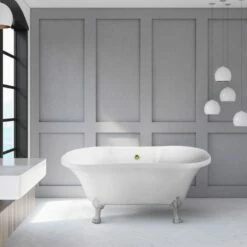 Streamline 60'' Soaking Clawfoot Tub, Included External Drain And FREE Natural Bamboo Wood Tray With Multiple Clawfoot And Drain Finishes -Allied Brass Shop str n100wh gld 2t s3