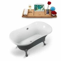 Streamline 60'' Or 68'' Oval Soaking Clawfoot Tub With Grey Or White Tub Exterior , Included Chrome Internal Drain And FREE Natural Bamboo Wooden Tray 39 Streamline 60'' Or 68'' Oval Soaking Clawfoot Tub With Grey Or White Tub Exterior , Included Chrome Internal Drain And FREE Natural Bamboo Wooden Tray -Allied Brass Shop str n860ch ch 2 s3