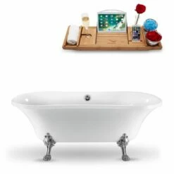 Streamline 60'' Or 68'' Oval Soaking Clawfoot Tub With Grey Or White Tub Exterior , Included Chrome Internal Drain And FREE Natural Bamboo Wooden Tray 29 Streamline 60'' Or 68'' Oval Soaking Clawfoot Tub With Grey Or White Tub Exterior , Included Chrome Internal Drain And FREE Natural Bamboo Wooden Tray -Allied Brass Shop str n861ch ch 1 s3