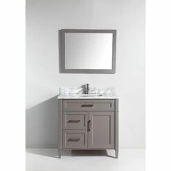 Vanity Art 36" W Single Sink Bathroom Vanity Set With Carrara Marble Vanity Top, Sink And Vanity Mirror, 36" W X 22" D X 36" H, In Multiple Finishes -Allied Brass Shop var va2036 g s3
