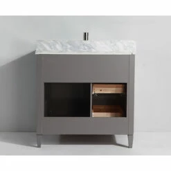 Vanity Art 36" W Single Sink Bathroom Vanity Set With Carrara Marble Vanity Top, Sink And Vanity Mirror, 36" W X 22" D X 36" H, In Multiple Finishes -Allied Brass Shop var va2036 g 6 s3