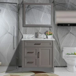 Vanity Art 36" W Single Sink Bathroom Vanity Set With Carrara Marble Vanity Top, Sink And Vanity Mirror, 36" W X 22" D X 36" H, In Multiple Finishes -Allied Brass Shop var va2036 g 9 s3