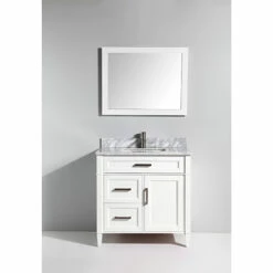 Vanity Art 36" W Single Sink Bathroom Vanity Set With Carrara Marble Vanity Top, Sink And Vanity Mirror, 36" W X 22" D X 36" H, In Multiple Finishes -Allied Brass Shop var va2036 w s3