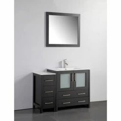 Vanity Art 42" W Single Sink Bathroom Vanity Set With Ceramic Vanity Top, Sink And Vanity Mirror, 42" W X 18" D X 36" H, In Multiple Finishes -Allied Brass Shop var va3030 42e s3
