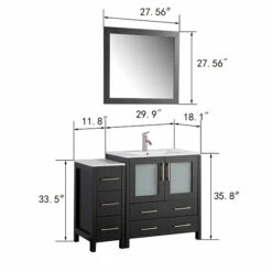 Vanity Art 42" W Single Sink Bathroom Vanity Set With Ceramic Vanity Top, Sink And Vanity Mirror, 42" W X 18" D X 36" H, In Multiple Finishes -Allied Brass Shop var va3030 42w 2 s3