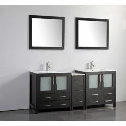 Vanity Art 72" Double Sink Bathroom Vanity Set With Ceramic Vanity Top, Sinks (2) And Vanity Mirrors (2), 72" W X 18" D X 36" H, In Multiple Finishes -Allied Brass Shop var va3030 72e s3
