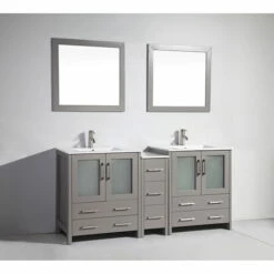 Vanity Art 72" Double Sink Bathroom Vanity Set With Ceramic Vanity Top, Sinks (2) And Vanity Mirrors (2), 72" W X 18" D X 36" H, In Multiple Finishes -Allied Brass Shop var va3030 72g s3