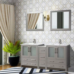 Vanity Art 72" Double Sink Bathroom Vanity Set With Ceramic Vanity Top, Sinks (2) And Vanity Mirrors (2), 72" W X 18" D X 36" H, In Multiple Finishes -Allied Brass Shop var va3030 72g 1 s3