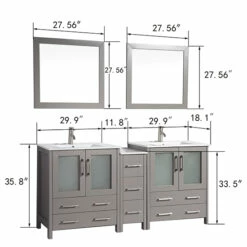 Vanity Art 72" Double Sink Bathroom Vanity Set With Ceramic Vanity Top, Sinks (2) And Vanity Mirrors (2), 72" W X 18" D X 36" H, In Multiple Finishes -Allied Brass Shop var va3030 72w 1 s3