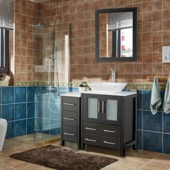 Vanity Art 36" W Single Sink Bathroom Vanity Set With Ceramic Vanity Top, Sink And Vanity Mirror, 36" W X 18-1/2" D X 36" H, In Multiple Finishes