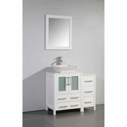 Vanity Art 36" W Single Sink Bathroom Vanity Set With Ceramic Vanity Top, Sink And Vanity Mirror, 36" W X 18-1/2" D X 36" H, In Multiple Finishes 7 Vanity Art 36" W Single Sink Bathroom Vanity Set With Ceramic Vanity Top, Sink And Vanity Mirror, 36" W X 18-1/2" D X 36" H, In Multiple Finishes -Allied Brass Shop var va3124 36w s3