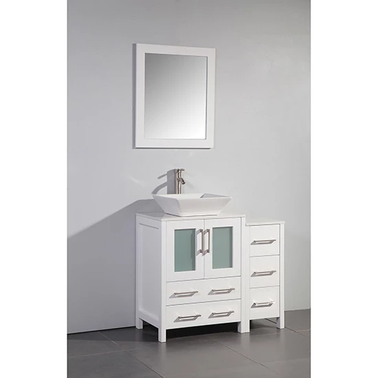 Vanity Art 36" W Single Sink Bathroom Vanity Set With Ceramic Vanity Top, Sink And Vanity Mirror, 36" W X 18-1/2" D X 36" H, In Multiple Finishes 3 Vanity Art 36" W Single Sink Bathroom Vanity Set With Ceramic Vanity Top, Sink And Vanity Mirror, 36" W X 18-1/2" D X 36" H, In Multiple Finishes - Image 3