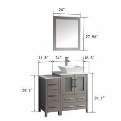 Vanity Art 36" W Single Sink Bathroom Vanity Set With Ceramic Vanity Top, Sink And Vanity Mirror, 36" W X 18-1/2" D X 36" H, In Multiple Finishes 8 Vanity Art 36" W Single Sink Bathroom Vanity Set With Ceramic Vanity Top, Sink And Vanity Mirror, 36" W X 18-1/2" D X 36" H, In Multiple Finishes -Allied Brass Shop var va3124 36w 3 s3