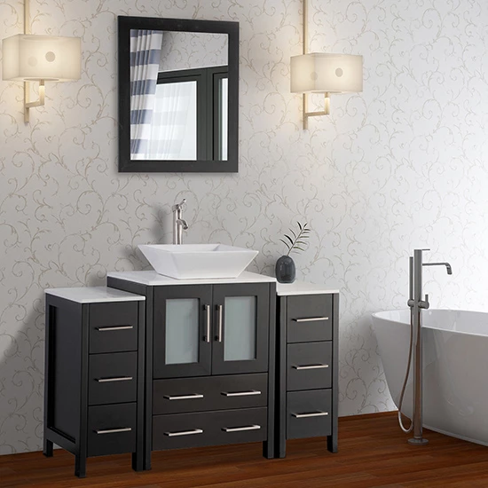 Vanity Art 48" W Single Sink Bathroom Vanity Set With Ceramic Vanity Top, Sink And Vanity Mirror, 48" W X 18-1/2" D X 36" H, In Multiple Finishes 1 Vanity Art 48" W Single Sink Bathroom Vanity Set With Ceramic Vanity Top, Sink And Vanity Mirror, 48" W X 18-1/2" D X 36" H, In Multiple Finishes