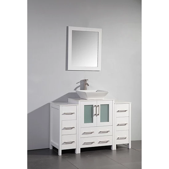 Vanity Art 48" W Single Sink Bathroom Vanity Set With Ceramic Vanity Top, Sink And Vanity Mirror, 48" W X 18-1/2" D X 36" H, In Multiple Finishes 3 Vanity Art 48" W Single Sink Bathroom Vanity Set With Ceramic Vanity Top, Sink And Vanity Mirror, 48" W X 18-1/2" D X 36" H, In Multiple Finishes - Image 3