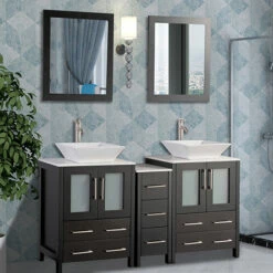 Vanity Art 60" Double Sink Bathroom Vanity Set With Ceramic Vanity Top, Sinks (2) And Vanity Mirrors (2), 60" W X 18-1/2" D X 36" H, In Multiple Finishes -Allied Brass Shop var va3124 60e s3