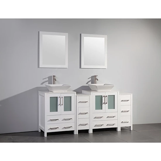 Vanity Art 72" Double Sink Bathroom Vanity Set With Ceramic Vanity Top, Sinks (2) And Vanity Mirrors (2), 72" W X 18-1/2" D X 36" H, In Multiple Finishes 2 Vanity Art 72" Double Sink Bathroom Vanity Set With Ceramic Vanity Top, Sinks (2) And Vanity Mirrors (2), 72" W X 18-1/2" D X 36" H, In Multiple Finishes - Image 2