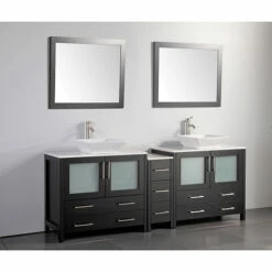 Vanity Art 84" Double Sink Bathroom Vanity Set With Ceramic Vanity Top, Sinks (2) And Vanity Mirrors (2), 84" W X 18-1/2" D X 36" H, In Multiple Finishes