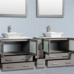 Vanity Art 84" Double Sink Bathroom Vanity Set With Ceramic Vanity Top, Sinks (2) And Vanity Mirrors (2), 84" W X 18-1/2" D X 36" H, In Multiple Finishes -Allied Brass Shop var va3136 84g 2 s3