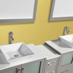 Vanity Art 84" Double Sink Bathroom Vanity Set With Ceramic Vanity Top, Sinks (2) And Vanity Mirrors (2), 84" W X 18-1/2" D X 36" H, In Multiple Finishes -Allied Brass Shop var va3136 84g 3 s3