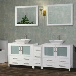Vanity Art 84" Double Sink Bathroom Vanity Set With Ceramic Vanity Top, Sinks (2) And Vanity Mirrors (2), 84" W X 18-1/2" D X 36" H, In Multiple Finishes -Allied Brass Shop var va3136 84w 1 s3