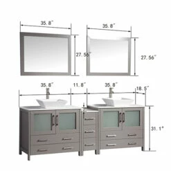 Vanity Art 84" Double Sink Bathroom Vanity Set With Ceramic Vanity Top, Sinks (2) And Vanity Mirrors (2), 84" W X 18-1/2" D X 36" H, In Multiple Finishes -Allied Brass Shop var va3136 84w 3 s3