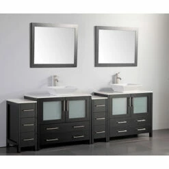 Vanity Art 96" Double Sink Bathroom Vanity Set With Ceramic Vanity Top, Sinks (2) And Vanity Mirrors (2), 96" W X 18-1/2" D X 36" H, In Multiple Finishes -Allied Brass Shop var va3136 96e s3