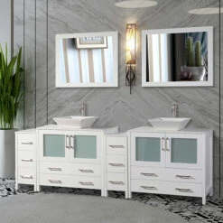 Vanity Art 96" Double Sink Bathroom Vanity Set With Ceramic Vanity Top, Sinks (2) And Vanity Mirrors (2), 96" W X 18-1/2" D X 36" H, In Multiple Finishes -Allied Brass Shop var va3136 96w 1 s3