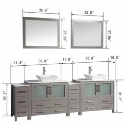 Vanity Art 96" Double Sink Bathroom Vanity Set With Ceramic Vanity Top, Sinks (2) And Vanity Mirrors (2), 96" W X 18-1/2" D X 36" H, In Multiple Finishes -Allied Brass Shop var va3136 96w 3 s3