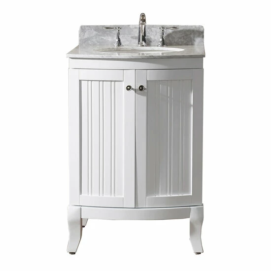 Virtu USA Khaleesi 24" Single Round Sink Bathroom Vanity Set With Italian Carrara Marble Top 2 Virtu USA Khaleesi 24" Single Round Sink Bathroom Vanity Set With Italian Carrara Marble Top - Image 2