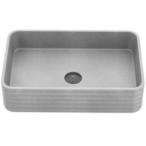 Vigo Cadman Modern Gray Concreto Stone Rectangular Fluted Bathroom Vessel Sink, 18" W Or 21" W -Allied Brass Shop vig vg04074 s3