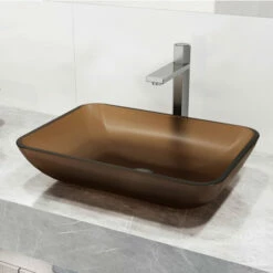 Vigo Sottile Rectangular Glass Bathroom Vessel Sink In Assorted Finishes, 18-1/8" Wide 37 Vigo Sottile Rectangular Glass Bathroom Vessel Sink In Assorted Finishes, 18-1/8" Wide -Allied Brass Shop vig vg07091 10 s3