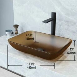 Vigo Sottile Rectangular Glass Bathroom Vessel Sink In Assorted Finishes, 18-1/8" Wide 25 Vigo Sottile Rectangular Glass Bathroom Vessel Sink In Assorted Finishes, 18-1/8" Wide -Allied Brass Shop vig vg07091 4 s3