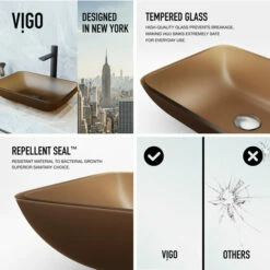 Vigo Sottile Rectangular Glass Bathroom Vessel Sink In Assorted Finishes, 18-1/8" Wide 27 Vigo Sottile Rectangular Glass Bathroom Vessel Sink In Assorted Finishes, 18-1/8" Wide -Allied Brass Shop vig vg07091 5 s3