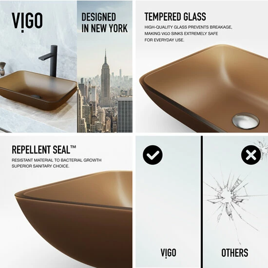 Vigo Sottile Rectangular Glass Bathroom Vessel Sink In Assorted Finishes, 18-1/8" Wide 8 Vigo Sottile Rectangular Glass Bathroom Vessel Sink In Assorted Finishes, 18-1/8" Wide - Image 8