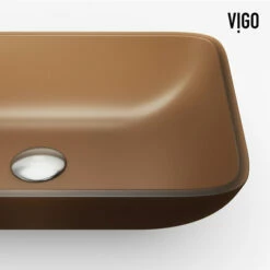 Vigo Sottile Rectangular Glass Bathroom Vessel Sink In Assorted Finishes, 18-1/8" Wide 29 Vigo Sottile Rectangular Glass Bathroom Vessel Sink In Assorted Finishes, 18-1/8" Wide -Allied Brass Shop vig vg07091 6 s3