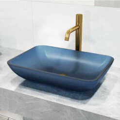 Vigo Sottile Rectangular Glass Bathroom Vessel Sink In Assorted Finishes, 18-1/8" Wide 22 Vigo Sottile Rectangular Glass Bathroom Vessel Sink In Assorted Finishes, 18-1/8" Wide -Allied Brass Shop vig vg07092 2 s3
