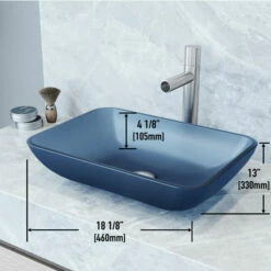 Vigo Sottile Rectangular Glass Bathroom Vessel Sink In Assorted Finishes, 18-1/8" Wide 26 Vigo Sottile Rectangular Glass Bathroom Vessel Sink In Assorted Finishes, 18-1/8" Wide -Allied Brass Shop vig vg07092 4 s3