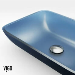 Vigo Sottile Rectangular Glass Bathroom Vessel Sink In Assorted Finishes, 18-1/8" Wide 34 Vigo Sottile Rectangular Glass Bathroom Vessel Sink In Assorted Finishes, 18-1/8" Wide -Allied Brass Shop vig vg07092 8 s3