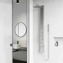 Vigo Industries Sutton Collection 4" W Or 5" W X 58" H, 4-Jet High Pressure Rainfall Square Or Circular Shower Massage Panel