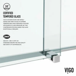 Vigo Houston Frameless Sliding Tempered Glass Shower Door In Multiple Hardware Finishes, With FLEX-SIZING™ Horizontal Adjustability, 60" W X 76" H -Allied Brass Shop vig vg6023chcl6076 10 s3