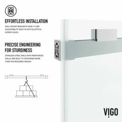 Vigo Houston Frameless Sliding Tempered Glass Shower Door In Multiple Hardware Finishes, With FLEX-SIZING™ Horizontal Adjustability, 60" W X 76" H -Allied Brass Shop vig vg6023chcl6076 11 s3
