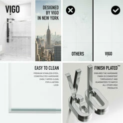 Vigo Houston Frameless Sliding Tempered Glass Shower Door In Multiple Hardware Finishes, With FLEX-SIZING™ Horizontal Adjustability, 60" W X 76" H -Allied Brass Shop vig vg6023chcl6076 6 s3