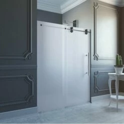 Vigo 60-inch Frameless Shower Door 3/8" Frosted Glass Chrome Hardware -Allied Brass Shop vig vg6041chmt6074r 10 env 2 s3