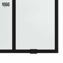 Vigo Elan Frameless Sliding Glass Shower Door With Grid Pattern In Matte Black And Matte Black Hardware, With ROLLER DISK™ Technology, 60" W X 74" H Or 72" W X 74" H -Allied Brass Shop vig vg6041mbgcl6074 11 s3