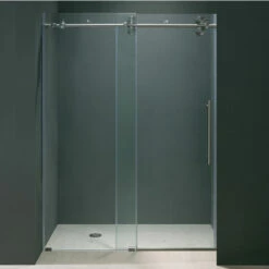 Vigo 64'' Frameless Shower Door 3/8'' Thick Clear Tempered Glass -Allied Brass Shop vig vg6041stcl6474 1 s3