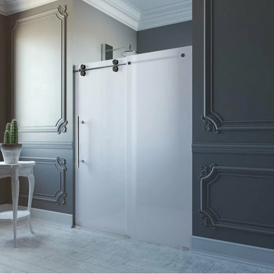 Vigo 60-inch Frameless Shower Door 3/8" Frosted Glass Stainless Steel Hardware 4 Vigo 60-inch Frameless Shower Door 3/8" Frosted Glass Stainless Steel Hardware - Image 4