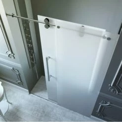 Vigo 60-inch Frameless Shower Door 3/8" Frosted Glass Stainless Steel Hardware